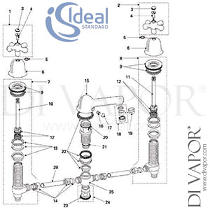 Ideal Standard Reprise 514 3H Bath Filler Tap Spare Parts - IDL DV 263